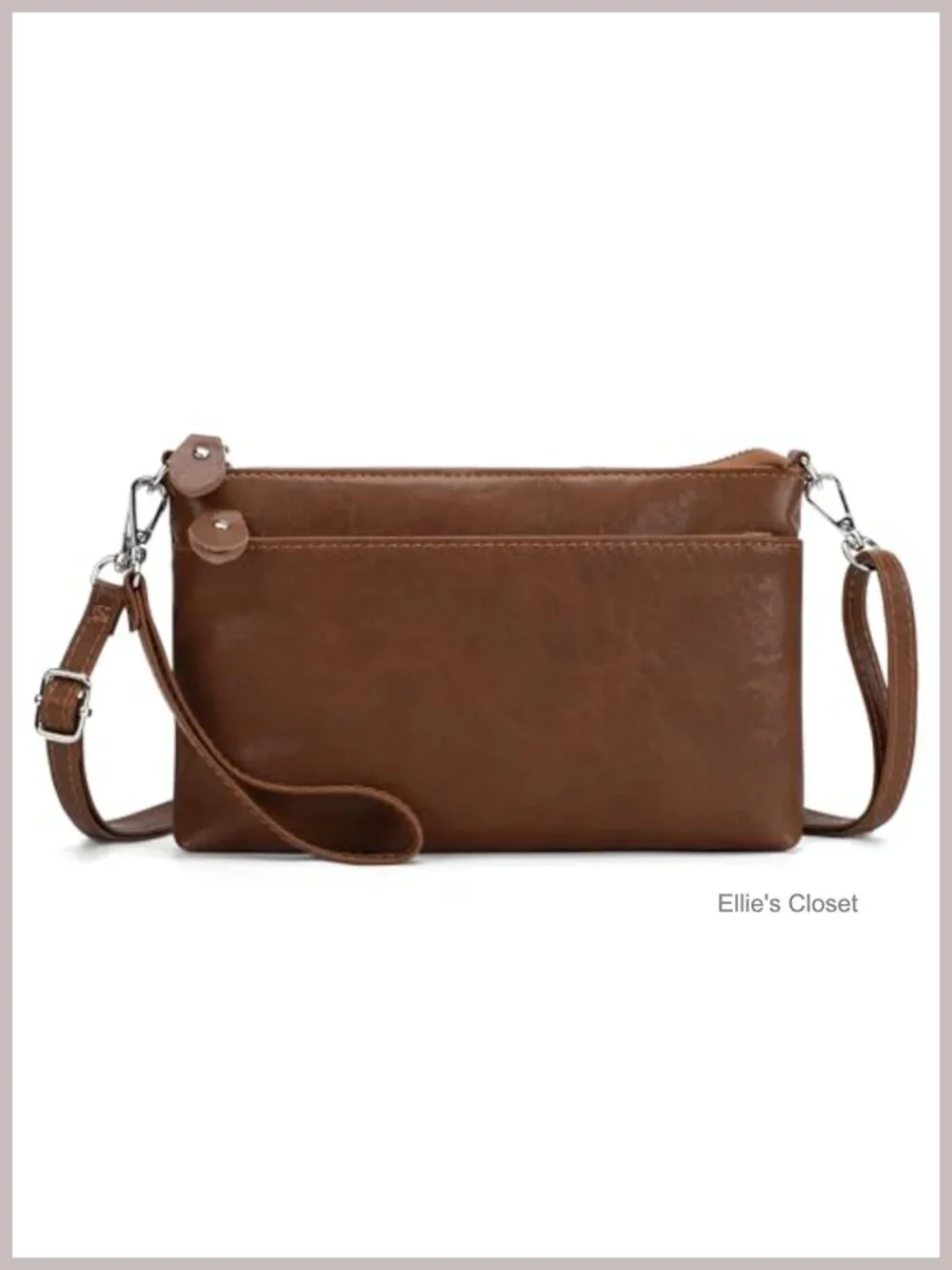 Genuine Leather RFID Blocking Wristlet Clutch Crossbody Wallet Purse with Two